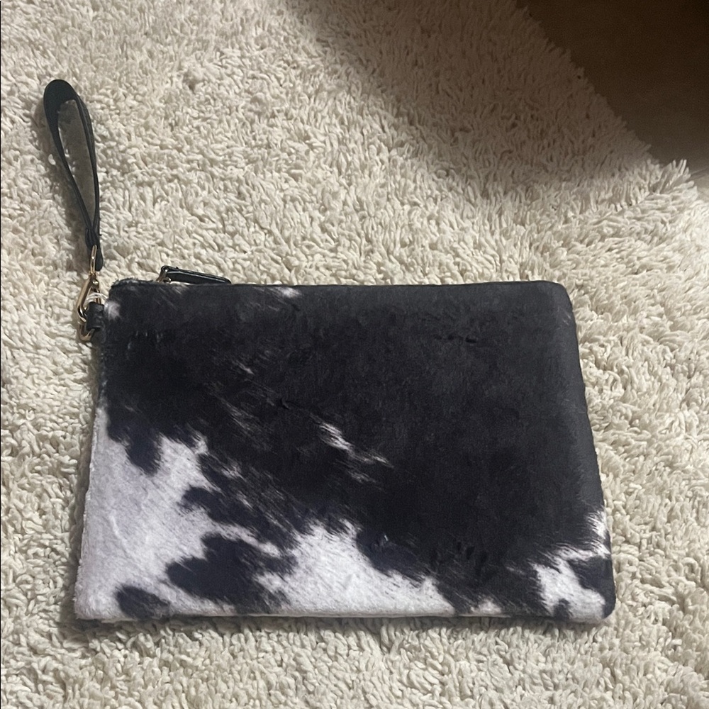 Black and White Cow Print Wristlet